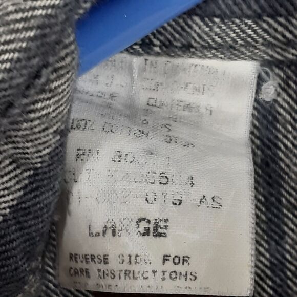 KARMAN Adult Mens L Pearl Snap Shirt Gray Cowboy Western Plaid Flannel - Picture 6 of 9